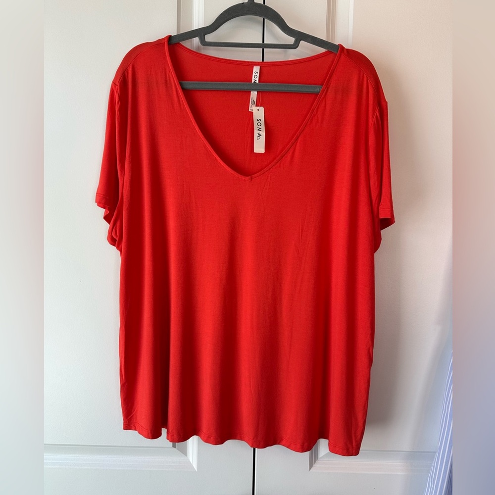 Soma Women’s Cool Nights Short Sleeve Tee Island Guava NWT Size XXL